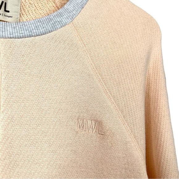 MADEWELL Sweatershirt the MLW Airterry Colorblock Crop in Peach and Cream Small - Picture 5 of 10